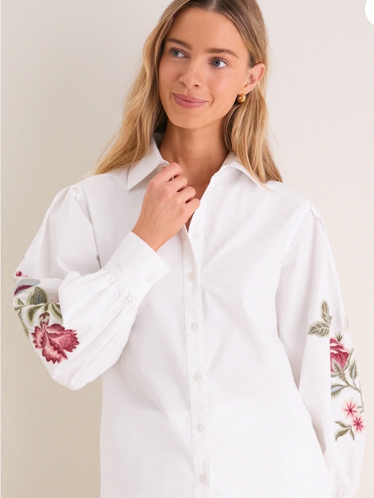 Nwt Tuckernuck White Floral Embroidered Carolina Button Down Size Large
